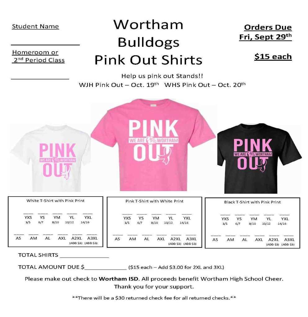 Pink Out Shirt Order Form